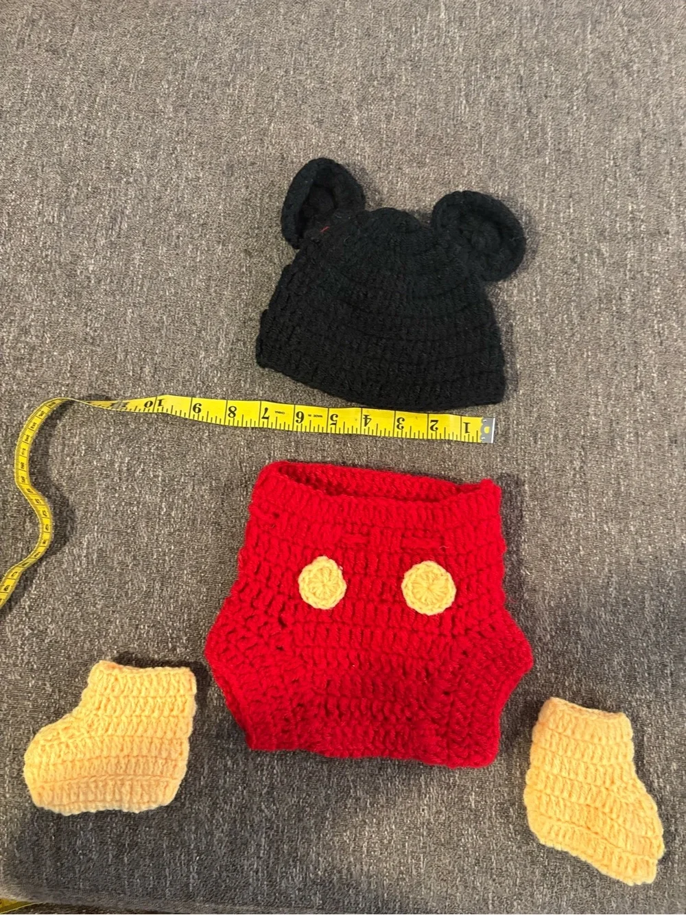Baby Mickey handmade knit Crochet Costume Set - photo shoot/costume